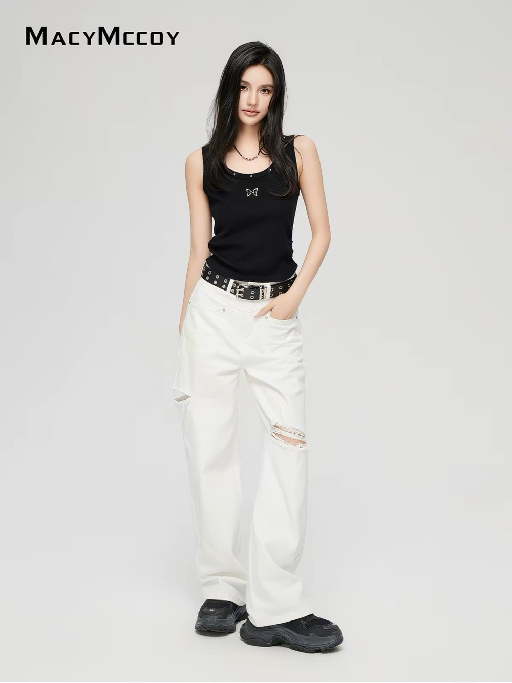 NWT White Distressed Wide Leg Jeans High Rise Denim
